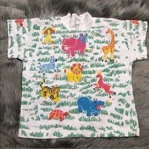 Vintage Spumoni Toddler Girls White Textured Animal Print T Shirt